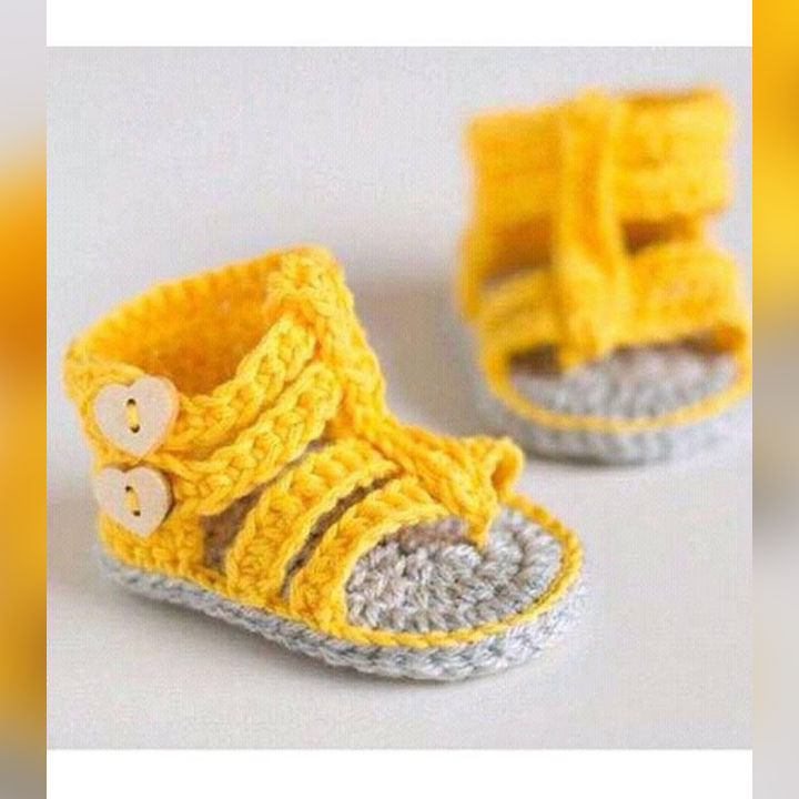 Multi Strips Woolen Handmade Crochet Baby Summer Sandal