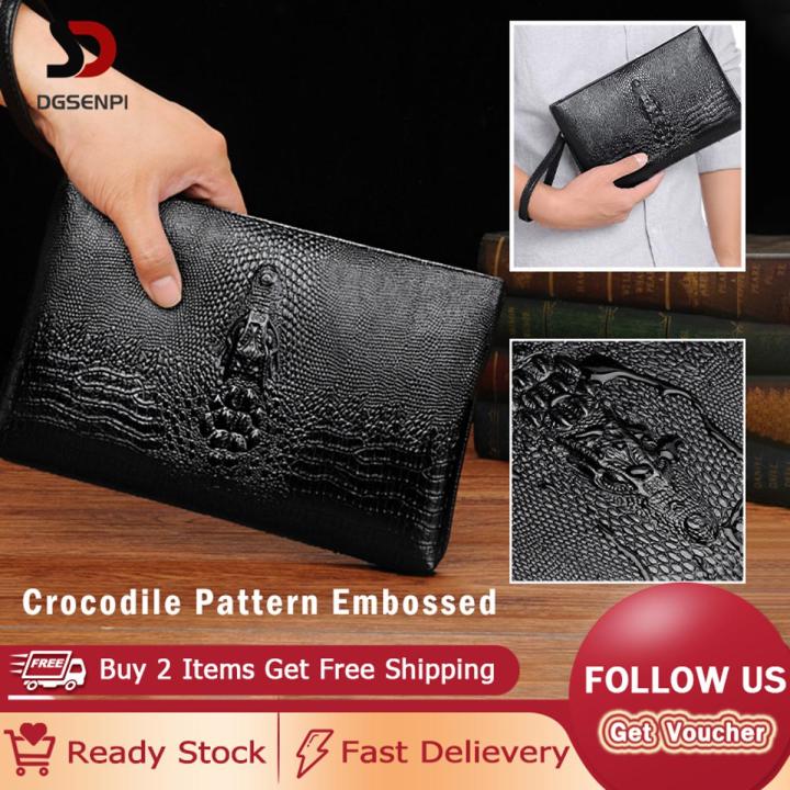 DGSenpi Pattern Embossed Men's Clutch New Large Capacity Envelope Bag European and American Men's Clutch Korean Men's Bag Briefcase