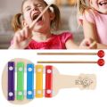 Wooden Xylophone Guitar Shaped Musical Toy for Children with 5 notes (Pack of 1- Multi Color). 