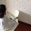 3D Brick Wallpaper, White Brick Pattern Wall Stickers, Self- Adhesive Wallpaper for Living Room Bedroom, 70 * 77CM. 