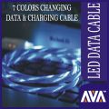 AVA ORIGINAL SPECIAL CHARGING AND DATA COPPER CABLE MICRO USB PORT 7 COLOR CHANGING LIGHTS CABLE FOR ALL MOBILES. 