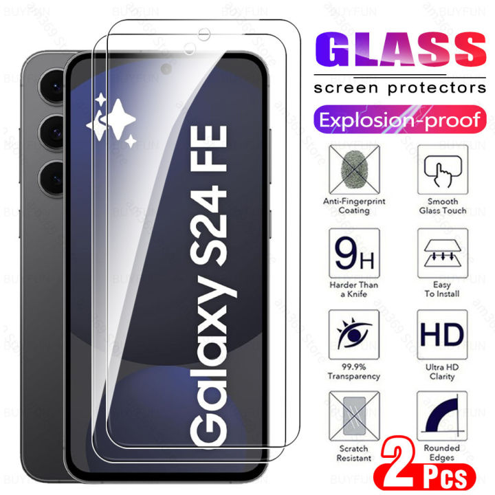 For Samsung S24 FE 2PCS Tempered Glass Protector Full Screen HD for Samsung S 24 FE samsung s24 fe 6.7 inches No Black Edge Screen Protector Anti-Drop