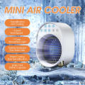 Efficient cooling USB Mini Air Cooler User friendly USB powered Mini sized Household Small Lightweight Compact Refrigeration for Home Office Travel Outdoor activities Personal cooling. 