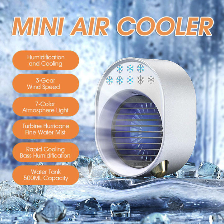 Efficient cooling USB Mini Air Cooler User friendly USB powered Mini sized Household Small Lightweight Compact Refrigeration for Home Office Travel Outdoor activities Personal cooling