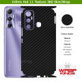 Infinix Hot 11 Skin/Wrap 360 Protection Sheet/ Carbon fiber/ Matte/ Transparent/ Lamination Back And Sides Included Camera Skin. 