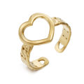 no fade gold jewelry 18k real gold PVD plated chunky gold rings ring stainless steel adjustable Clover ring for women. 