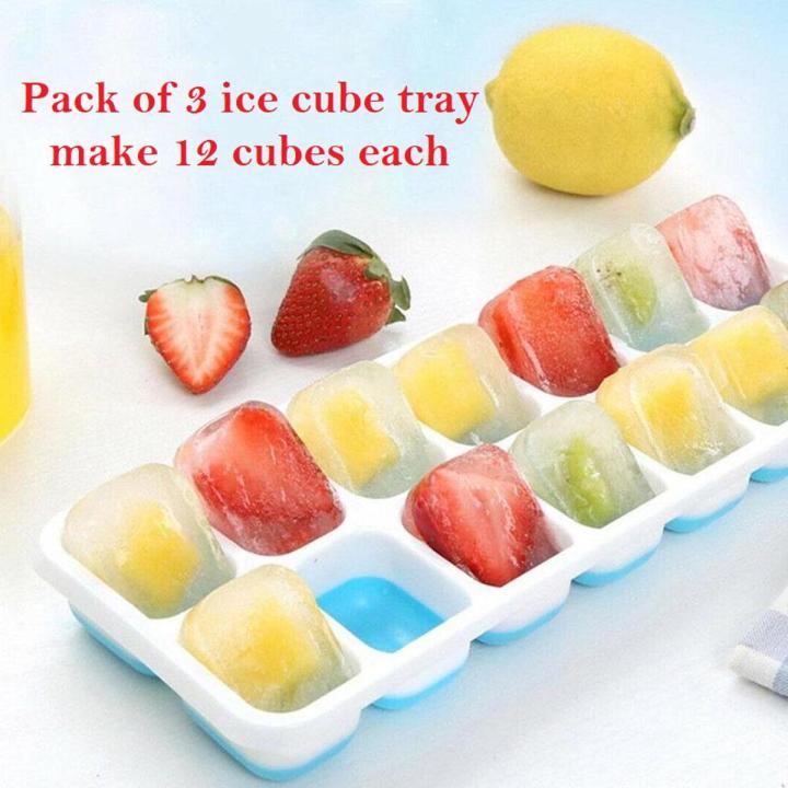 Plastic Ice Cube Tray Pack of 3 (Each tray makes 12 ice cubes)