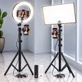 Premium 26cm Ring Light with Tripod Stand and Phone Holder, Pannel Light 7ft Tri-Pod, Adjustable 3 Modes, New - Photography & Studio Lighting Accessory. 