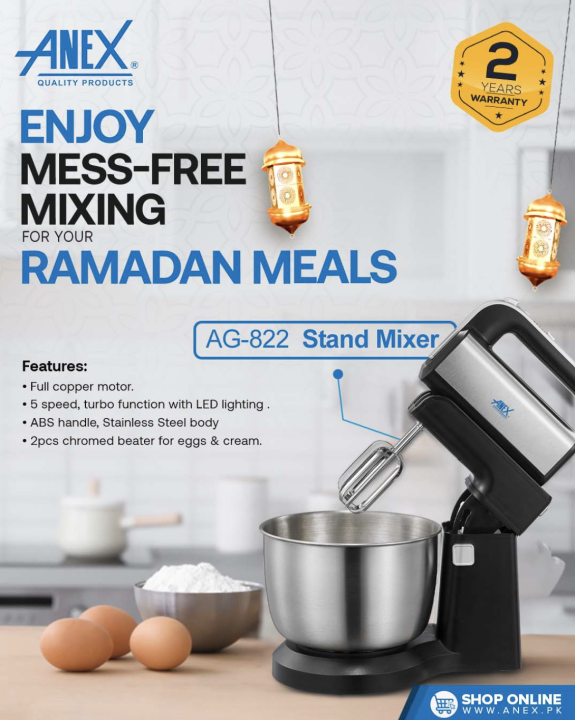 Anex AG-822 Deluxe Hand Mixer with Bowl - Stand Egg Beater