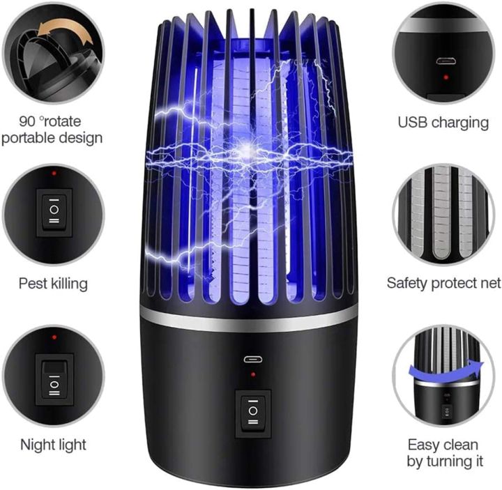 Insect Killer, 2-in-1 Insect Killer, Electric Mosquito Lamp, Insect Trap, Mosquito Killer with UV Lamp, Electric Mosquito Trap, Mosquito Killer for Bedroom, Camping, Garden, Indoor and Outdoor Use Mosquito Killer Lamp Bug Zapper Portable Insect Trap Low N