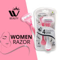 WBM Beauty Razor - 2Pcs Bikini Trimmer for Women - 4 Blades Body Razor | Razor for Smooth Skin. 