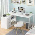 Executive and Unique L-Shape Computer Desk , Study Writing Desk with Storage, Home and Office Computer Table with 3-Drawers and 2-Shelves, Work Space Organizer. 