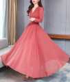 TRENDS FASHION Tea Pink Crepe Maxi for Women (AX-109) - Elegant and Fashionable Dress - Premium Quality. 