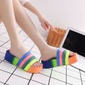 Loose cake and slippers women's European and American color matching joker flat shoes. 