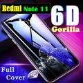 NEW 6D Gorilla Full Glue for Redmi Note 11 Tempered Glass Screen Protector Full Edge For REDMI Note 11 - Black. 