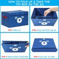 Pack of 2 - Foldable Cute Bear Oxford Cloth Storage Box Square Storage Boxes For Home Bedroom Fabric Clothing Toys CD Organizer Case. 
