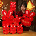 Rabbit Plush Pendant Blessing Word 2023 Bunny Year Cartoon Plush Doll Key Ring Pendant. 