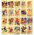 55 Pcs Pokémon Gold Foil Cards Set – English TCG Anime Cartoon Pokémon Cards, Rare Collector’s Edition Box, Golden Edition Gift Pack for Kids & Fans. 