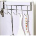 Over the cabinet door hanger/hook for Cabinet,5 hooks hanger for closet, Wardrobes and cabinet door, Steel Colour. 