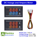 DC 100 Volt 10 Amp Meter Dual Display Digital Panel Meter DC Volt & Ampere Power Tester by Electrica. 