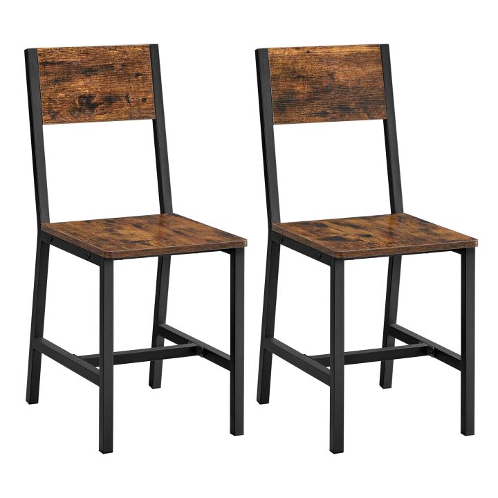 Wood Steel Framed Chairs Customised Dining Chair Set Of 2, Rustic