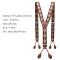 Unisex Vintage Suspenders Men Braces Adjustable 6 Button Suspender Elastic Y-Shape Strap Pants Trousers Brown Leather PU. 