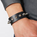 Gothic Spike Bracelet Black Wide PU Leather Bracelet for Women Men Girl Cuff Bangle Studded Wristband Unisex Jewelry. 