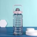 High Quality Transparent Water Bottle 2000 ML with Time Marks Motivational markings Bounce Cover Time-Period Scale Reminder n Frosted Cup 2 litre Travel bottle for cold water, Outdoor fitness Training, office  and school. 