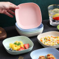 10 Pcs Plastic Plates With Stand, Multi-function Dish,Square Lightweight Wheat Straw Plates, Deep Dinner Dishes, Camping Dinnerware for Serving pasta fruit. 