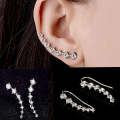 A Row Of 7 Crystal Stud Earrings For Girls - Pair. 