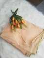 Dupatta Design Lace Net Dupatta Net Fabric - Orange - Dyeable With Golden Lining And Border -  Net Dupatta for Girls / Ladies & Women - Chunri-Stole - Scarf. 