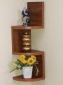SMALL CORNER WALL HANGING SHELF LIGHT BROWN. 
