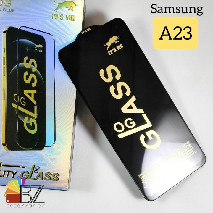 Samsung A23 - Oleophobic coated OG Gorilla Glass - Most Premium Quality - Full Coverage Tempered Glass - Extra Smooth touch - With Cleaning Wipes