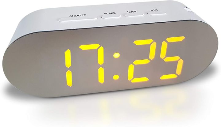 D i g i t a l A l a r m C l o c k,  No Ticking, Easy Operation, Snooze Function and Loud Alarm, Brightness Control, Large LED Display, 12 or 24 Hour Formats, 2 x USB Power Supply Ports