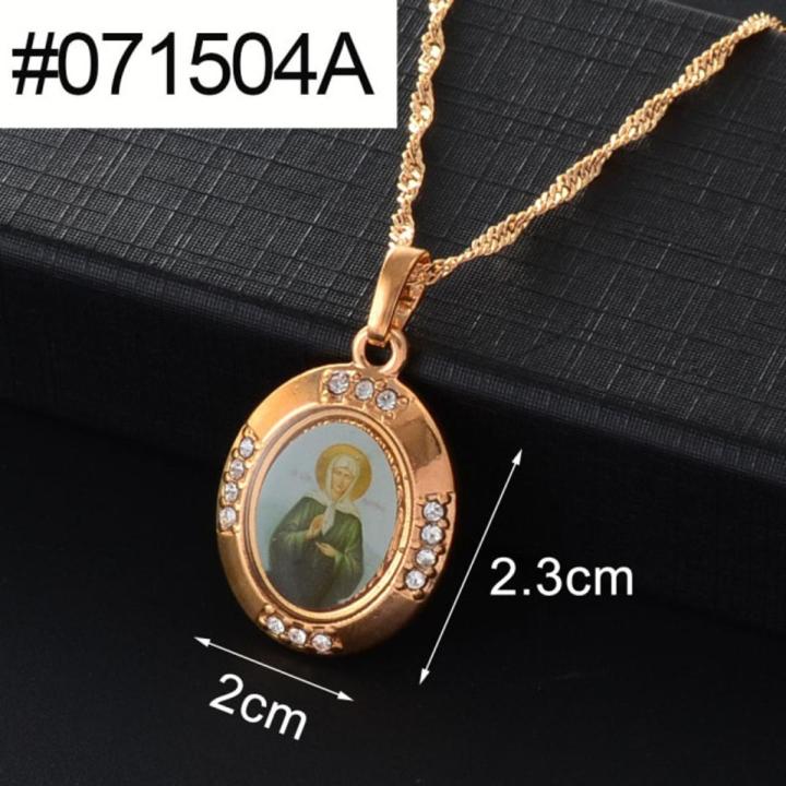 Gold Color Catholicism Orthodox Church Pendant Necklaces Russia Blessed Matrona Of Moscow Mary Jewelry J0419