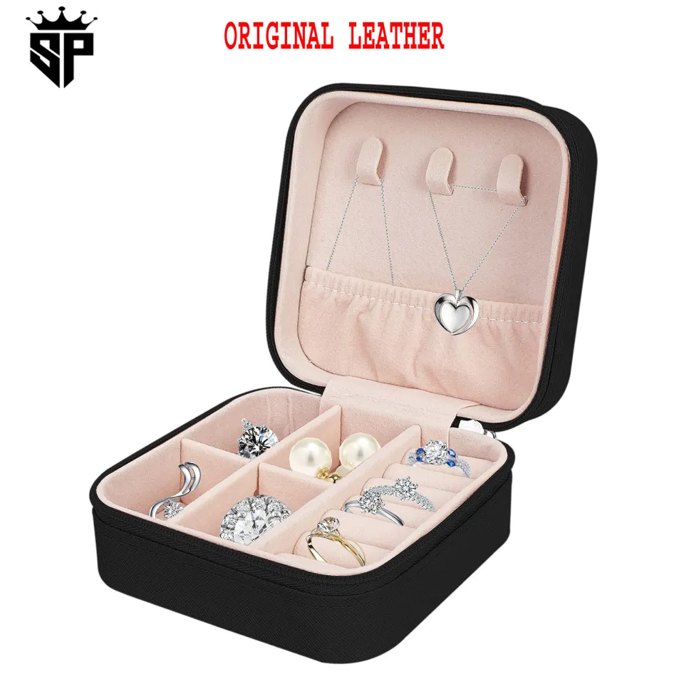 SP Dealz Small Jewellery Box - Mini Travel Jewellery Boxes Case, Portable Faux Leather Jewellery Storage Box Organiser for Women Girls