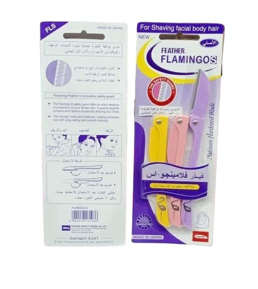 Pack Of 3- Feather Flamingo Facial Razor for Face, Eyebrows & Body shaving | 3-Piece Facial Touch-up Razor | Flamingo Facial Razors for Face, Eyebrows & Body Hair Removal