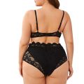 Plus Size Lace Lingerie Set y Women's Underwear Transparent Bra Panties Sets Black Lingerie Bra Set Underwear  Set D30. 