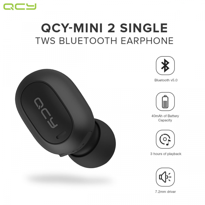 QCY mini 2 (single) Invisible earphone wireless Bluetooth 5.0 headphone noise canceling headset with microphone handsfree calls\bluetooth\wireless\wireless bluetooth handsfree\earphone\headphone\headset\earbuds\wireless earbuds\qcy
