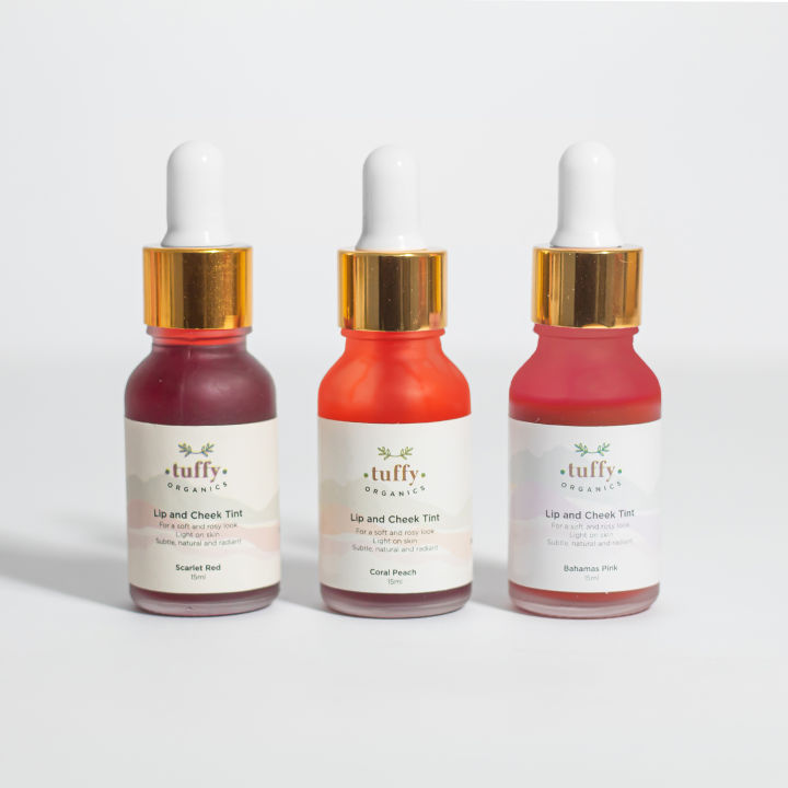 Tuffy Organics Tint Trio bundle of 3 Long-Lasting Hydrating Tints for Lips and Cheeks. Affordable, long lasting, 5* reviews