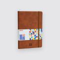 A5 Square Grid Journal, 120 gram/sm Ultra Thick Pages, 5mm Square Grid Layout, Premium Vegan Leather Hard Cover, 160 pages, Pocked in the back, Elastic Enclosure, 100% Recycled Ivory Color Pages. 