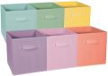 Fabric Cube Storage Bins, Durable Fun Colored Storage Bins with Handles, Collapsible Baskets for Home, Kids Room, Closet and Toy Organization. 