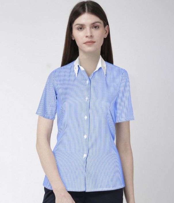 Women%20short%20sleeves%20casual%20shirt%20for%20girls%20With%20stylish%20collar%20-%20Image%203