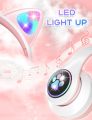 Cat Headphone Zayraz Wireless Cat Headphones Headset Glowing Cat Ear Headphones - Bluetooth Headphones for Kids, Cute Cat Headphones LED Light Up Foldable Headphones for Mobile Phone PC or Laptop  STN Headphone. 