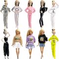NK 1 Set Casual Running Wear Fashion Sportswear Exercise Gym Clothes For Barbie Doll Accessories Doll Girl' Dressing Up Toy JJ. 