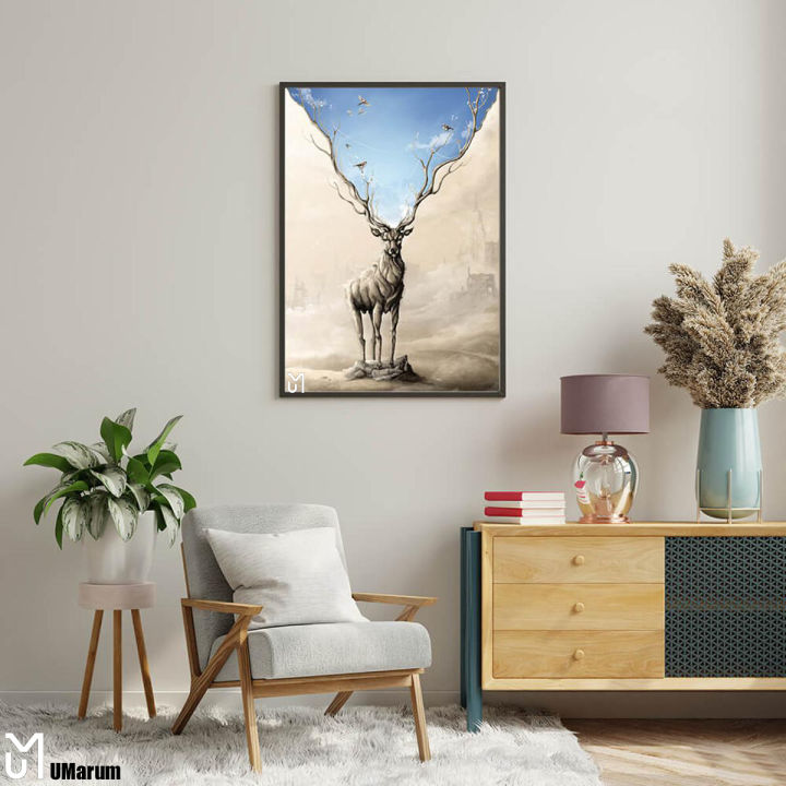 Markhor frame art for office decoration
