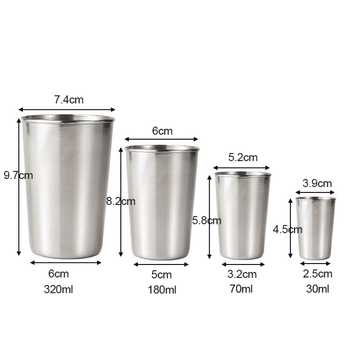 1PC Stainless Steel Cups Cups Coffee Tumbler Tea Milk Mugs Home 30ml/70ml/180ml/320ml Portable Metal Water Cups