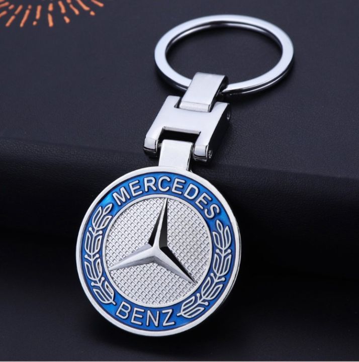 3D Metal Keychain With Mercades Benz Logo - Blue