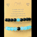 2 pcs Couple Bracelet-sky blue with black beads- standard size- 8mm size beads-  girls fashion jewelry- Korean fashion- best for couples at long distance. 