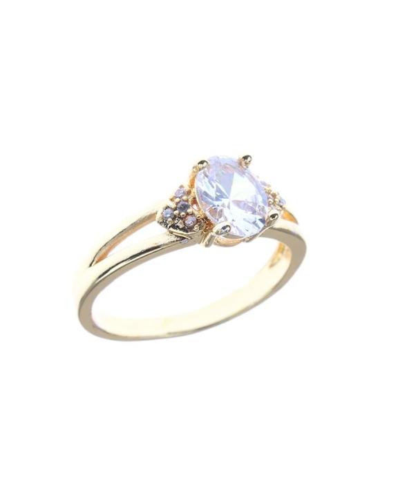 Gold plated daimond cut zircon ring with gift box
